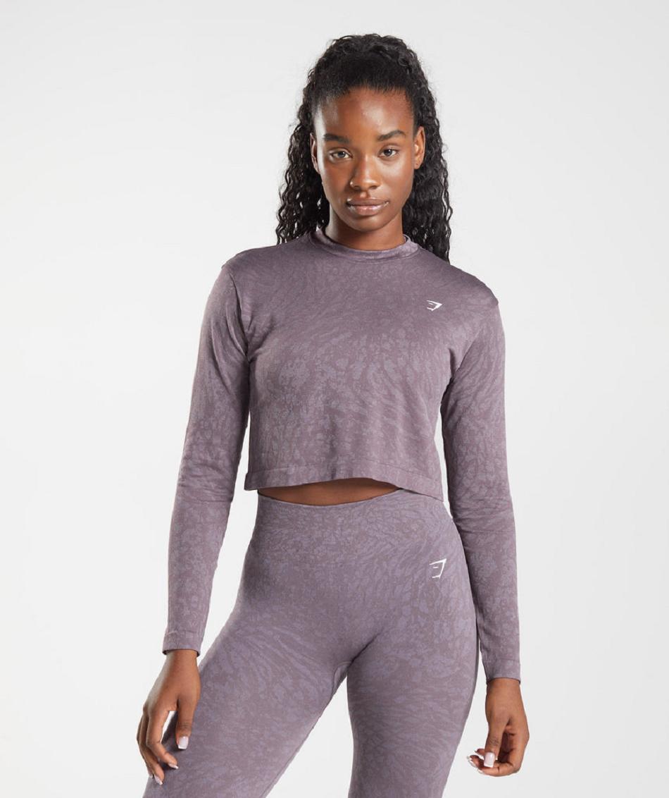 Long Sleeve Damskie Gymshark Adapt Animal Seamless Fioletowe | PL 2782WNB